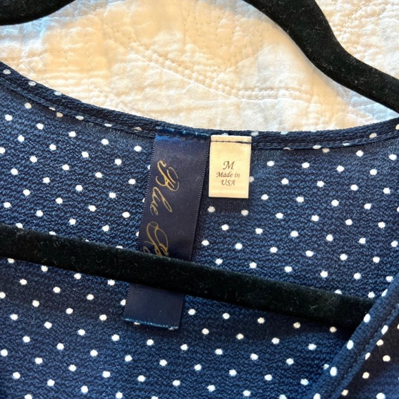 Francesca’s Navy Blue Blouse with White Polka Dots - Picture 5 of 5